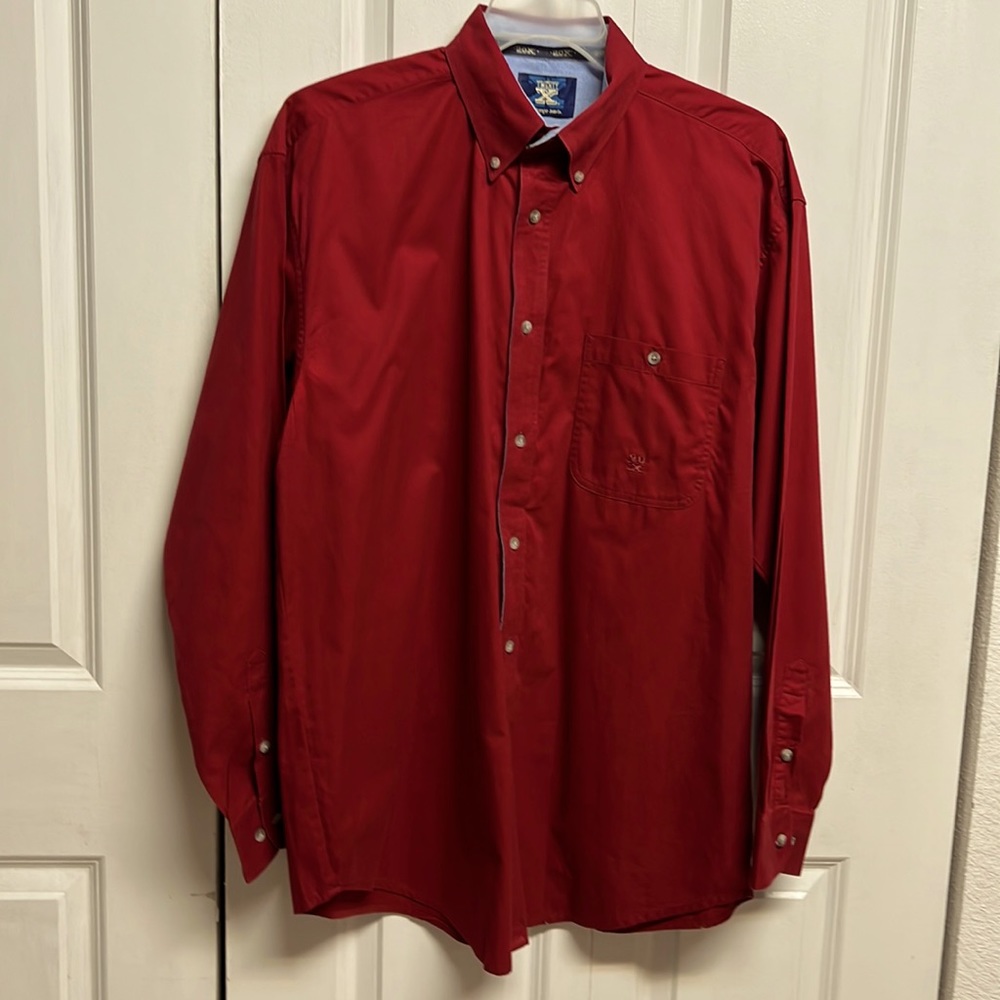 Wrangler 20X Dark Red Cotton Long Sleeve Mens Dress Shirt Size 16